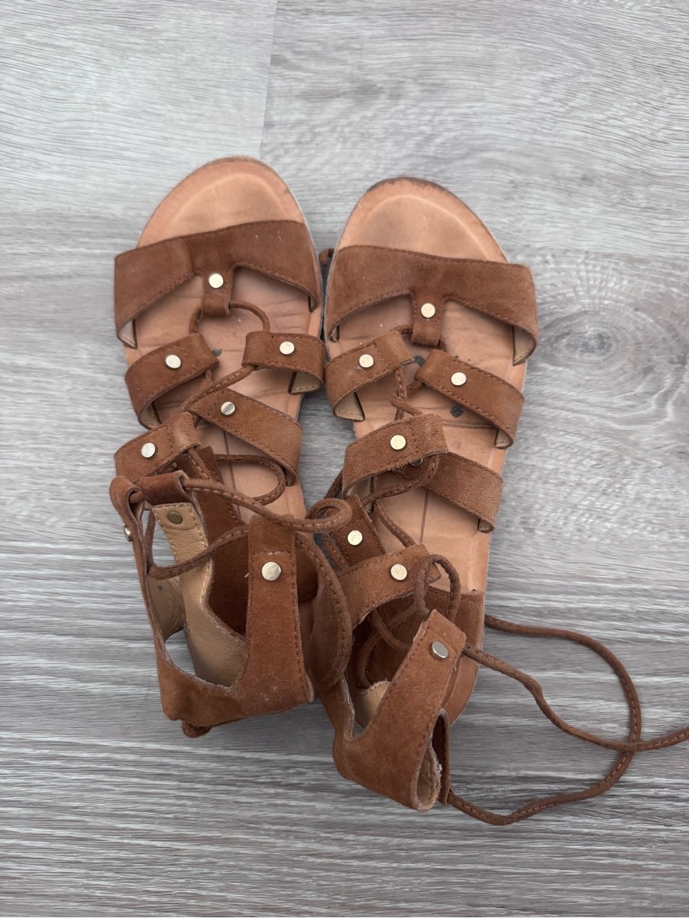 Women's Brown Suede Lace-Up Gladiator Sandals